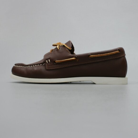 Minnetonka Ladies 7.5 Brown Leather Moccasin Loafers Slip on Boat Dock Shoes - Picture 2 of 12